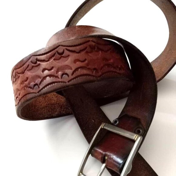Vintage Handcrafted Leather Belt with Patterns Antique Menswear Office - Picture 8 of 10